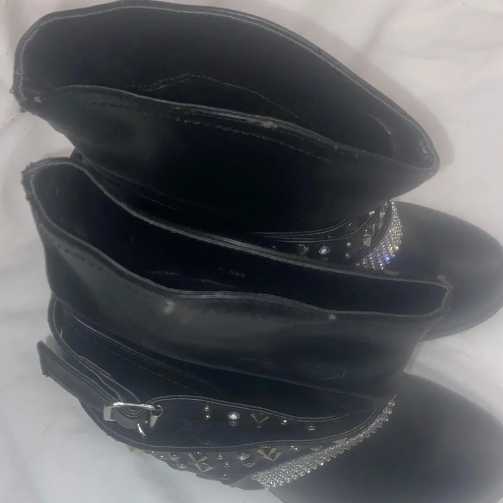Black Studded Women's Boots - Picture 2 of 4